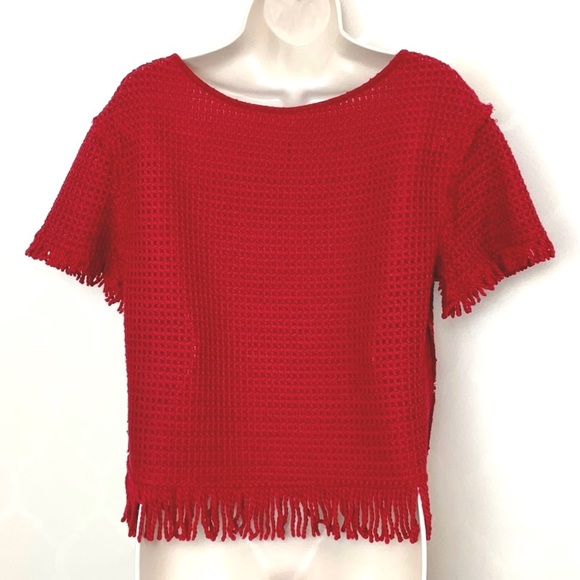 PLENTY BY TRACY REESE RED FRINGE SKIRT SET - Picture 4 of 10